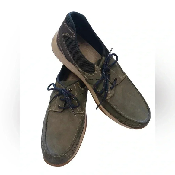 Clarks Grey Leather Lace Up Loafers Size  11 - Picture 1 of 8